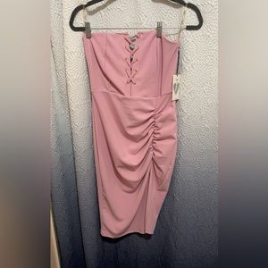 M/L Strapless pastel lavender pinkish colored midi dress